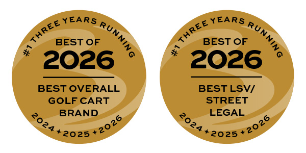 Voted Golf Cart Brand of the Year award badge